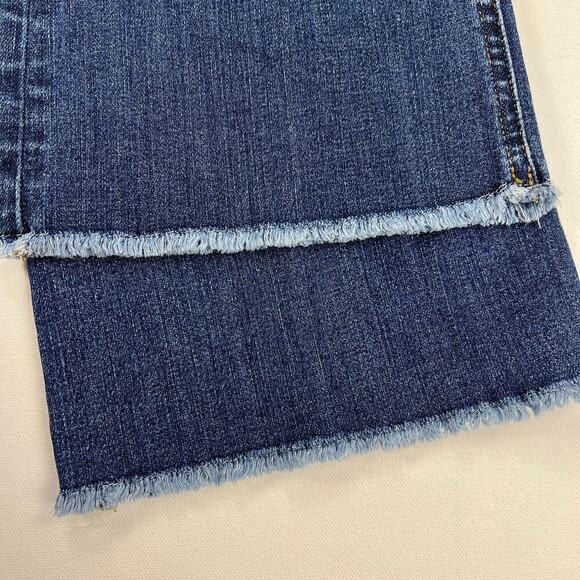 J. Crew 9” Billie Demi Boot Crop Dark Wash Fray Hem Button Fly 26 Inseam Size 28 - Picture 14 of 16